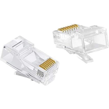 Abbasali Cat6 RJ45 Ends, Abbasali 100-PACK Cat6 Connector, Cat6 / Cat5e RJ45 Connector, Ethernet Cable Crimp Connectors UTP Network Plug For Solid Wire & Standard Cable, Transparent