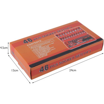 46pcs Ratchet Torque Wrench Kit Hand Tools For Car, 1/4 Inch Socket Set Durable Spanner Socket Set, Car Repair Tool