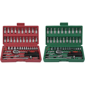46pcs Ratchet Torque Wrench Kit Hand Tools For Car, 1/4 Inch Socket Set Durable Spanner Socket Set, Car Repair Tool
