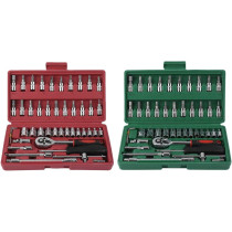 46pcs Ratchet Torque Wrench Kit Hand Tools For Car, 1/4 Inch Socket Set Durable Spanner Socket Set, Car Repair Tool