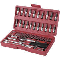 46pcs Ratchet Torque Wrench Kit Hand Tools For Car, 1/4 Inch Socket Set Durable Spanner Socket Set, Car Repair Tool
