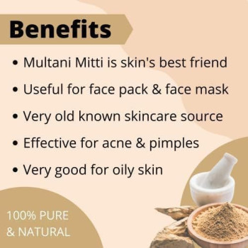 Abbasali 100% Organic Pure Multani Mitti (Fuller's Earth) Face Clay For Oil Control (1 KG)