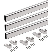 Abbasali 95 Cm Wardrobe Bar, Clothes Rod - Closet & Cupboard Organizer, Chromed Steel With Fittings - Easy Installation, Rail Coat Rack Wall Or Clothes Rail - Pack of 3