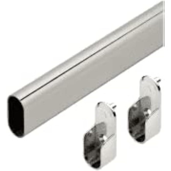 Abbasali 95 Cm Wardrobe Bar, Clothes Rod - Closet & Cupboard Organizer, Chromed Steel With Fittings - Easy Installation, Rail Coat Rack Wall Or Clothes Rail - Pack of 3