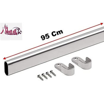 Abbasali 95 Cm Wardrobe Bar, Clothes Rod - Closet & Cupboard Organizer, Chromed Steel With Fittings - Easy Installation, Rail Coat Rack Wall Or Clothes Rail - Pack of 3