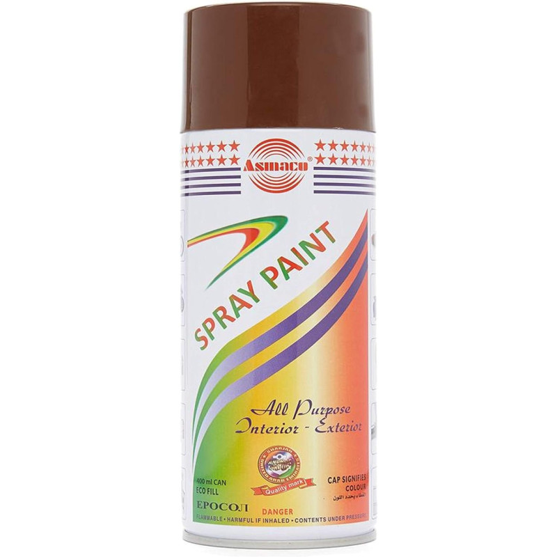 Asmaco Spray Paint, Brown, Fade Resistant, 500 Ml