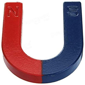 Abbasali U Shaped Horseshoe Magnet Red Blue Painted Pole For Physics Experiment, Lab & Scientific Supplies, Science Education (4 Inch)