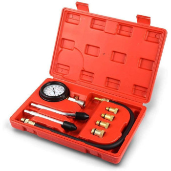 Automotives Car Petrol Engine Compression Tester Kit Universal Push On Gauge Set