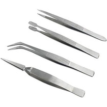 Abbasali 4Pcs/Set Precision Tweezers Stainless Steel Thick Electronics Forceps Eyebrow Tweezers Anti-Skid Makeup Repair Multi Tools
