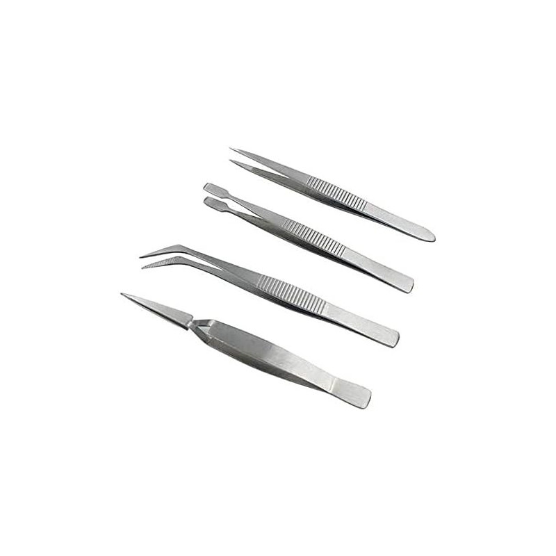 Abbasali 4Pcs/Set Precision Tweezers Stainless Steel Thick Electronics Forceps Eyebrow Tweezers Anti-Skid Makeup Repair Multi Tools