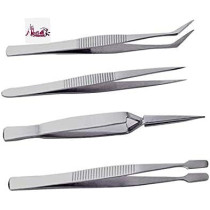 Abbasali 4Pcs/Set Precision Tweezers Stainless Steel Thick Electronics Forceps Eyebrow Tweezers Anti-Skid Makeup Repair Multi Tools