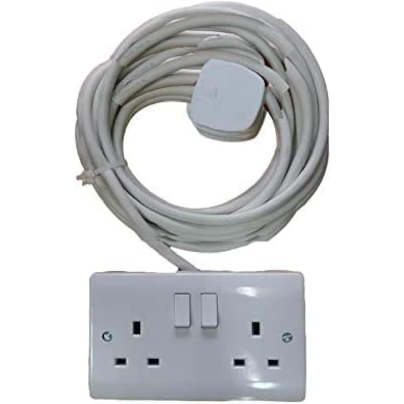 Abbasali Extension With 30 Meter 2.5 mm x 3 Core Wire And Double Socket 13 Amp For TV, Fridge Etc.