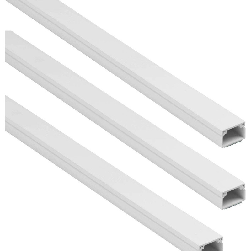 Abbasali 90cm Square Cable Box Self Adhesive PVC Trunking White Red Sticker Wall Cord Cover Cable Concealer On-Wall Wire Cover Paintable Cable Management Raceway to Hide Wires - Pack of 3 (16x16mm)