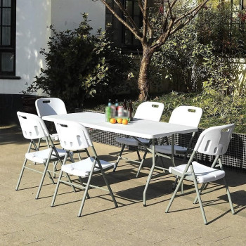 1.8M 6Ft Foldable Lightweight Table, Durable Outdoor And Indoor Portable Table, Colour White