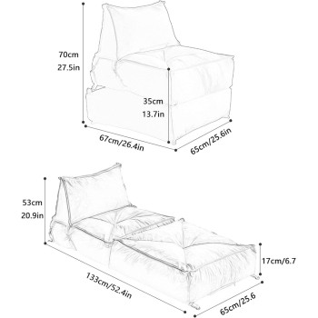 Deep Sleep Bean Bag Soft and comfortable Lounger chair Living Room Furniture Bed Folding Recliner Sofa with Filler Living Room Lazy Couch DS-BBS-04