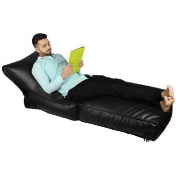 DEEP SLEEP EVERY NIGHT Bean Bag Bed Chair Sofa Bed Leather Wallow Filp - Out Lounger relaxing bed chair relaxer ideal for hostels hotel hospitals (BLACK)