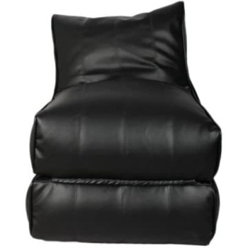 DEEP SLEEP EVERY NIGHT Bean Bag Bed Chair Sofa Bed Leather Wallow Filp - Out Lounger relaxing bed chair relaxer ideal for hostels hotel hospitals (BLACK)