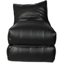 DEEP SLEEP EVERY NIGHT Bean Bag Bed Chair Sofa Bed Leather Wallow Filp - Out Lounger relaxing bed chair relaxer ideal for hostels hotel hospitals (BLACK)