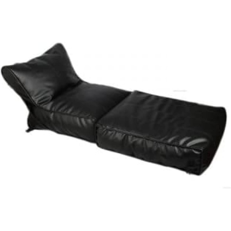 DEEP SLEEP EVERY NIGHT Bean Bag Bed Chair Sofa Bed Leather Wallow Filp - Out Lounger relaxing bed chair relaxer ideal for hostels hotel hospitals (BLACK)