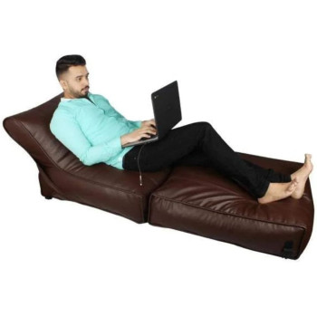 DEEP SLEEP EVERY NIGHT Bean Bag Bed Chair Sofa Bed Leather Wallow Filp - Out Lounger relaxing bed chair relaxer ideal for hostels hotel hospitals (Brown)