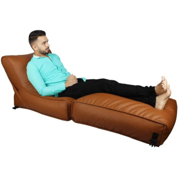 DEEP SLEEP EVERY NIGHT Bean Bag Bed Chair Sofa Bed Leather Wallow Filp - Out Lounger relaxing bed chair relaxer ideal for hostels hotel hospitals (Orche brown)
