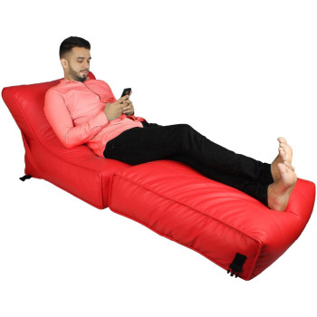 DEEP SLEEP EVERY NIGHT Bean Bag Bed Chair Sofa Bed Leather Wallow Filp - Out Lounger relaxing bed chair relaxer ideal for hostels hotel hospitals (Red)