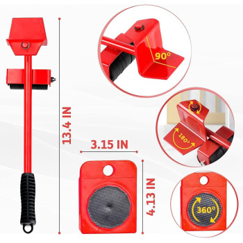 DEEP SLEEP EVERY NIGHT Furniture Lifter with 4 Pack Moving Sliders, Heavy Duty Transport Shifter Saving Crowbar Hand Tool Set for Sofas, Desks, and Refrigerators TW-32251