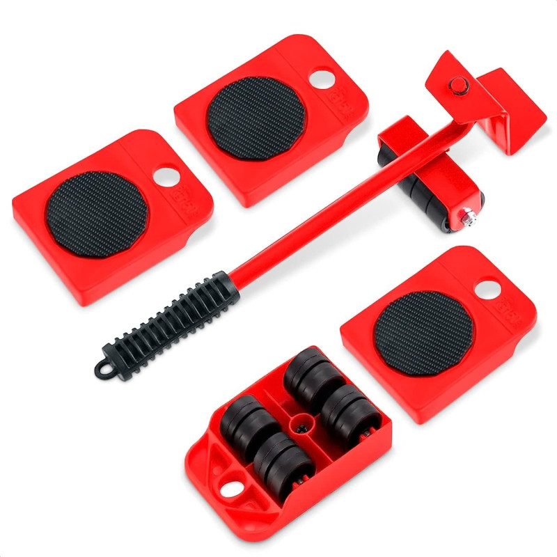 DEEP SLEEP EVERY NIGHT Furniture Lifter with 4 Pack Moving Sliders, Heavy Duty Transport Shifter Saving Crowbar Hand Tool Set for Sofas, Desks, and Refrigerators TW-32251
