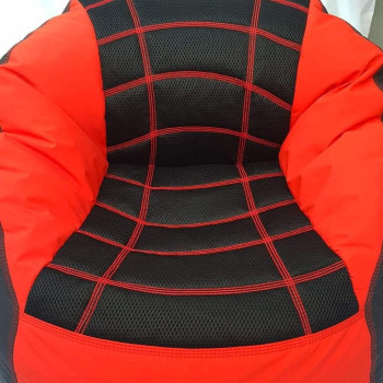 Deep Sleep Kids Sports Chair Sofa Bean Bag Polyester Fabric with Mesh Seat for Kids upto 12 Years Furniture Chair Bean Bag: D 70x W 60x H 65cm (Black & Red)