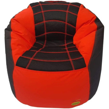 Deep Sleep Kids Sports Chair Sofa Bean Bag Polyester Fabric with Mesh Seat for Kids upto 12 Years Furniture Chair Bean Bag: D 70x W 60x H 65cm (Black & Red)