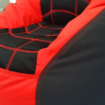 Deep Sleep Kids Sports Chair Sofa Bean Bag Polyester Fabric with Mesh Seat for Kids upto 12 Years Furniture Chair Bean Bag: D 70x W 60x H 65cm (Black & Red)