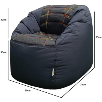 Deep Sleep Kids Sports Chair Sofa Bean Bag Polyester Fabric with Mesh Seat for Kids upto 12 Years Furniture Chair Bean Bag: D 70x W 60x H 65cm (Black)