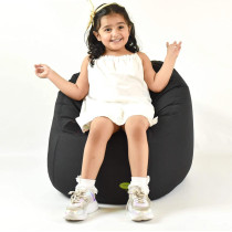 Deep Sleep Kids Sports Chair Sofa Bean Bag Polyester Fabric with Mesh Seat for Kids upto 12 Years Furniture Chair Bean Bag: D 70x W 60x H 65cm (Black)
