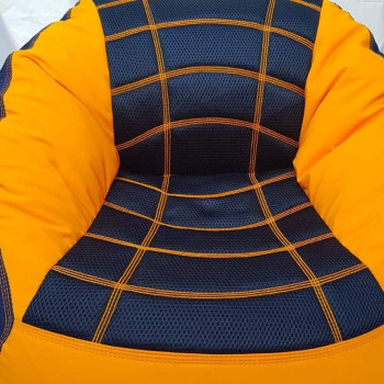 Deep Sleep Kids Sports Chair Sofa Bean Bag Polyester Fabric with Mesh Seat for Kids upto 12 Years Furniture Chair Bean Bag: D 70x W 60x H 65cm (Dark Blue & Yellow)