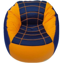Deep Sleep Kids Sports Chair Sofa Bean Bag Polyester Fabric with Mesh Seat for Kids upto 12 Years Furniture Chair Bean Bag: D 70x W 60x H 65cm (Dark Blue & Yellow)