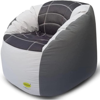 Deep Sleep Kids Sports Chair Sofa Bean Bag Polyester Fabric with Mesh Seat for Kids upto 12 Years Furniture Chair Bean Bag: D 70x W 60x H 65cm (Light Grey)