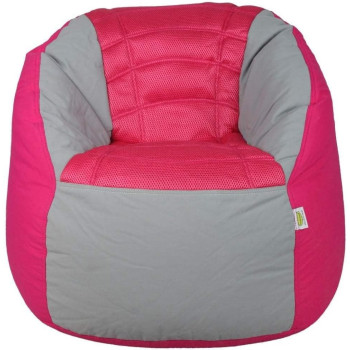 Deep Sleep Kids Sports Chair Sofa Bean Bag Polyester Fabric with Mesh Seat for Kids upto 12 Years Furniture Chair Bean Bag: D 70x W 60x H 65cm (Pink & Grey)