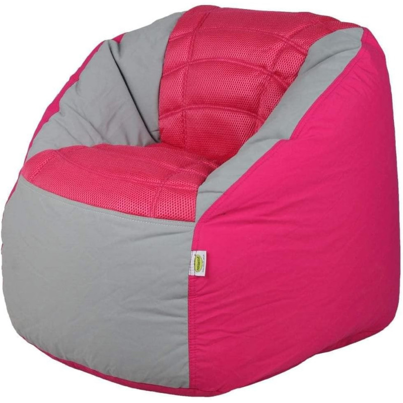 Deep Sleep Kids Sports Chair Sofa Bean Bag Polyester Fabric with Mesh Seat for Kids upto 12 Years Furniture Chair Bean Bag: D 70x W 60x H 65cm (Pink & Grey)
