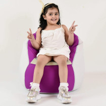 Deep Sleep Kids Sports Chair Sofa Bean Bag Polyester Fabric with Mesh Seat for Kids upto 12 Years Furniture Chair Bean Bag: D 70x W 60x H 65cm (Purple)