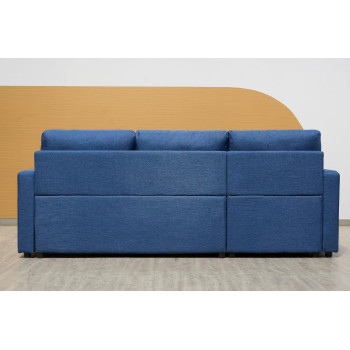 Deep Sleep Sofa Cum Bed With Cushions L-Shaped, Storage Space, Convertible Living Room Furniture (Blue)