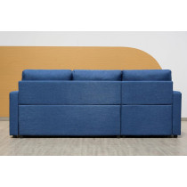Deep Sleep Sofa Cum Bed With Cushions L-Shaped, Storage Space, Convertible Living Room Furniture (Blue)
