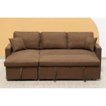 Deep Sleep Sofa Cum Bed With Cushions L-Shaped, Storage Space, Convertible Living Room Furniture (Brown)