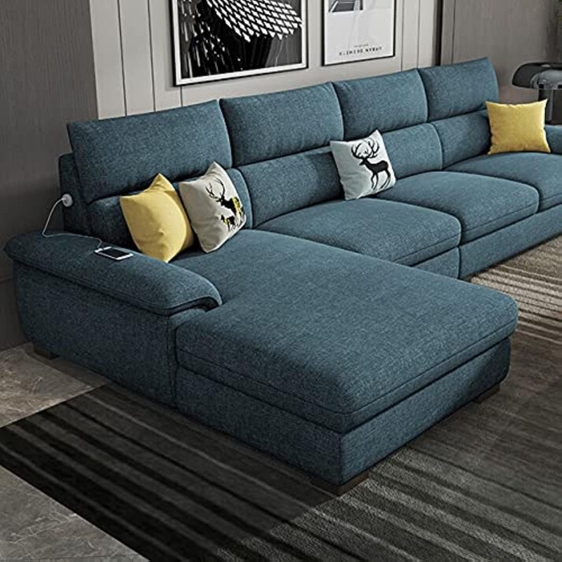 GOOD LUCK Overstuffed Wooden Frame Sofa Set (Turquoise)