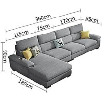 GOOD LUCK Wooden Frame Sofa Living Room Set (Ash Grey)