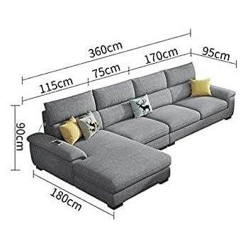 GOOD LUCK Wooden Frame Sofa Living Room Set (Ash Grey)