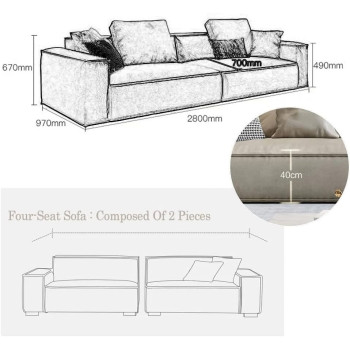 JD Leather Sofa Combination Sofa Living Room Furniture (Green, Four-Seat, 2 Pillows, 2800 * 970 * 670)