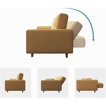 Light luxury fabric sofa bed sectional Furniture with square ottoman (Blue)