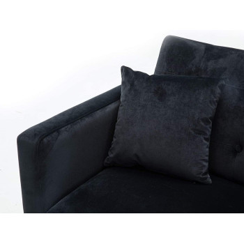 Light Luxury Velvet Convertible Modern Sofa Cum Bed (Black)