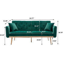 Light Luxury Velvet Convertible Modern Sofa Cum Bed (Dark Green)