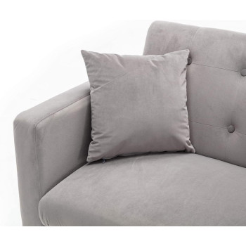 Light Luxury Velvet Convertible Modern Sofa Cum Bed (Grey)
